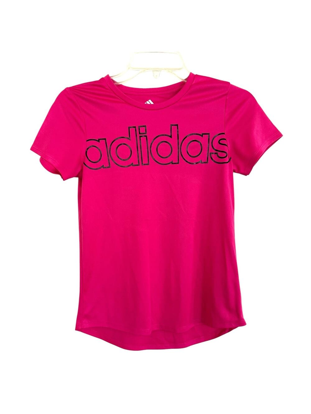 Adidas girls' t-shirt black logo graphic across the chest size large